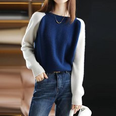 루스리더 여성용 루즈핏 드닝 후드 니트 긴팔 긴소매 티셔츠 E492