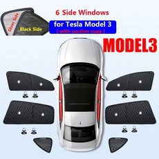 MODEL 3 Y S X 2025 업그레이드 정보 보호 차양 사이드 윈도우 SUN SHADES 전면 후면 유리 블라인드 쉐이딩 야외 캠핑, M3 6pcs Side Window