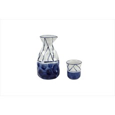 [유포] 일본풍 사선 도자기 술병 도쿠리 사케 이자카야 일식집 전통주 독구리 220ml, 술잔