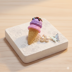 투컵 컬러 아이스크림콘 파츠 (1개) 데코장식 석고방향제 만들기 DIY 재료, 퍼플, 무향