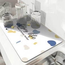 廚房瀝水墊 檯面吧檯 硅藻吸水隔熱 杯墊 桌面餐具碗盤 乾燥墊, 1個, 硅 ZL-04,10*10CM