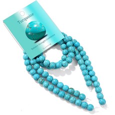 Risyfjew 100피스 8mm 천연 셀레나이트 비즈 원석 비즈 구슬 주얼리 제작용 차크라 크리스탈 스톤 팔찌 목걸이 귀걸이 제작 용품 (100개/가닥) 264792, 100PCS, 터키석