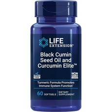 Life Extension Black Cumin Seed Oil and Curcumin Elite Black Cumin Turmeric Extract Health Supp, Life Extension Black Cumin See, 1개, 60정