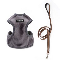 SB수빈스토어 간편착용 하네스 셋트 그레이 M 가벼운하네스 반려견하네스 애견하네스