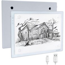 이미지 A3 LED 라이트 패드 USB 타입-C 마그네틱 박스로 구동되는 트레이싱 패드 4개 PCS 핀 포함 설정 메모리 기능 포함 무선 초박형, 이미지 A3 LED 라이트 패드, USB 타입-C 마그
