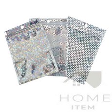 홈템방 홀로그램 지퍼백 10x15cm 악세사리지퍼백, 네모