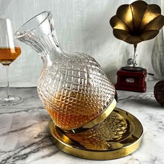 晉達堂 旋轉醒酒器 1500 + 克萊因藍水晶杯 720 2支裝, 1個, 金色不銹鋼醒酒器