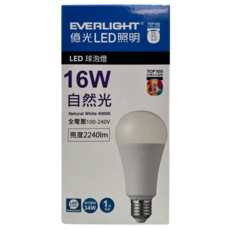 LED 16W電球/840 2240LM超高效-億光, 自然光, 1個