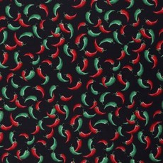 무크 패브릭 면 100% 45인치 칠리 페퍼스 야드에서 검은색으로 자릅니다, Cut by the yard, Black