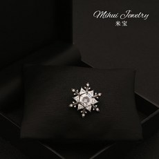 無痕磁鐵釦雪花胸針閃耀水晶磁吸胸花高級感復古衣服點綴飾品禮物, 磁吸雪花