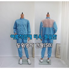[제전복 등위망사 투피스] C카라 스카이블루 여름작업복 긴팔작업복 긴팔투피스 방진복 크린룸복 정전기방지, C카라 긴팔, L, 1개