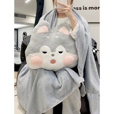 造家實驗室 暖手抱枕 插手可愛捂手枕 辦公枕頭 午睡神器 冬天學生兩用毯子二合一 臺灣出貨, 粉色嘟嘟兔【內含毯子1*1.8m】,無規格