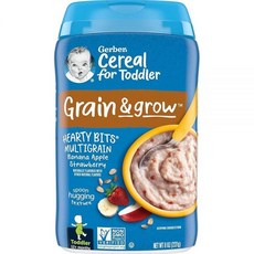 Gerber Baby Cereal Hearty Bits 멀티그레인 시리얼 바나나 애플 딸기 226.8g(8온스)