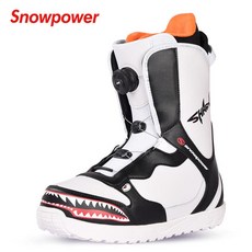 스노우보드 부츠 방수 와아어 발목보호 방한화 모피, 1개, 화이트 샤크 스틸 와이어 버클