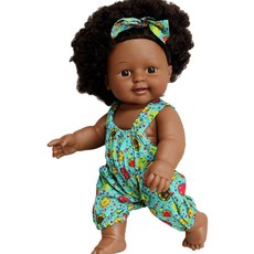 shangren 30cm 아기 인형은 놀이를 말할 수 있습니다. 비닐 아기 인형 검은 피부와 의상 곱슬 머리 diy 살아있는 아프리카, 높이: 30cm, 플라스틱, 녹색, 1개
