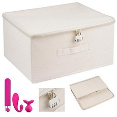 Discreet 잠글 수 있는 성인용 장난감 가방 보관 정리함 40.1 x 30 21.1cm15.8 11.8 8.3인치 상자 금속 잠금 정리함 케이스 박스 여행 게임 여성, 베이지
