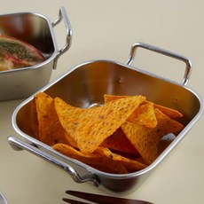 스테인리스 핸들 사각종지 스텐앞접시 손잡이종지 샐러드접시, 소