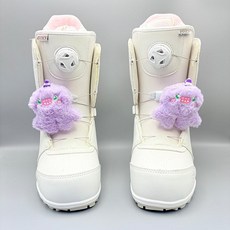 1+1] 스키 스노보드 신발 장식 / 귀여운 인형 키링 고리, 1개, 퍼플 플러시 몬스터 한 쌍