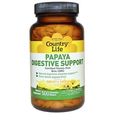 Country Life 木瓜萃取舒暢咀嚼錠 鳳梨木瓜口味, 500顆, 1罐