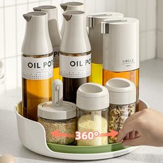 회전 트레이 양념통 정리함 미끄럼방지 다용도 회전 트레이 대형 냉장고정리트레이, 3개, 화이트