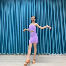 2025新款兒童拉丁舞練功服，專業考級流蘇舞蹈裙，高級少兒表演舞衣，舞蹈芭蕾練舞服
