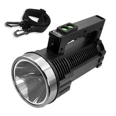 어깨끈포함 대용량 초강력 LED 충전식 써치라이트 생활방수 후레쉬 랜턴, 블랙, 1개