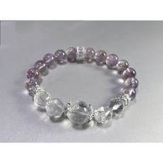 九紫離火能量手鍊 天然紫水晶 白水晶, 1個