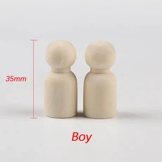 10Pcs 미완성 된 천연 나무 말뚝 인형 몸 소년 소녀 모양 DIY 그림 어린이를위한 작은 나무 말뚝 사람들 예, 04 10Pcs 35mm Boy