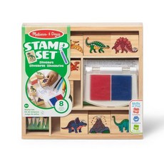 Melissa & Doug 나무 스탬프 세트: 공룡 - 8개의 스탬프 5가지 색연필 2색 스탬프 패드 표준, Vehicles