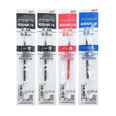 더주니 유니 제트스트림 볼펜 리필 0.5m 단색 전용 리필심 SXR-5, 1개, 0.5 4개 세트 (블랙2+블루1+레드1)