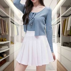 무지 밴드 플리츠 스커트 테니스웨어 주름스커트 여자코디 빅사이즈골프웨어 미니스커트 골프스커트