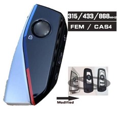 스마트키 DIYKEY BMW FEM BDC CAS4 F 섀시 5 7 시리즈 Fob 수정 된 스마트 원격 키 4 버튼 315MHz434MHz868MHz, 433MHz, Silver, 1개