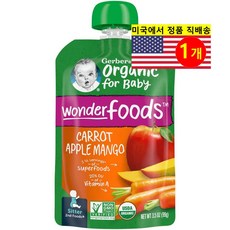 Gerber 6개월 이상 유아용 2단계 퓨레 이유식 99g 1개, 사과 망고 맛