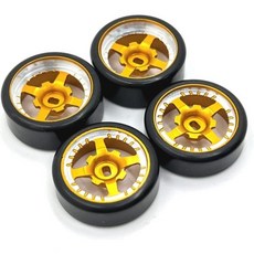 WLtoys 284131 K969 K979 K989용 RC 타이어 Kyosho용 MiniZ 128 카 부품 27mm 하드 플라스틱 드리프트 금속 휠 림은색, 노랑