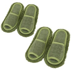 청소슬리퍼 [1+1] 걸레슬리퍼 극세사 층간소음 발걸레 거실화, 카키남2개, 1세트