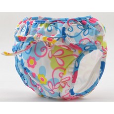 Flamewing專業嬰兒防水游泳褲 玩水褲 尿布褲 嬰兒泳褲 防漏尿布褲 游泳尿布, 1個, 白底蝴蝶花防水泳褲,XL, XL