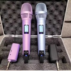 아이돌 마이크 스트리머 무선마이크 노래방 녹음용 강의용 유튜브 보컬 방송용 마이크, 1개, 9. kk205회색파랑+연보라2-2(컬러박스)
