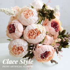 클레이스 작약 조화 꽃다발, 1개, 화이트&피치