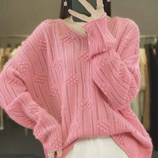 꽃소담 ~ 6XL 150kg까지 빅사이즈 여성 브이넥 펀칭 니트티 봄가을 얇은 긴팔티 MAL26A733