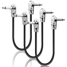 뱅고아 3팩 프로페셔널 기타 패치 케이블 20인치 금속 1/4인치 직각 플러그 페달 보드 케이블 초조용한 기타 페달 케이블 페달보드 공간 극대화 20 u2019