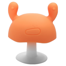 小蘑菇固齒器 附贈收納盒 嬰兒磨牙玩具 食品級矽膠 寶寶固齒器 咬咬樂 磨牙棒, 橘色-附贈收納盒, 1個, 收納盒