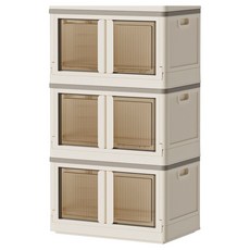 수납하마 대용량 접이식 폴딩박스 멀티수납장 양면오픈, 화이트, 3개