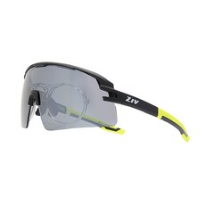 ZIV TANK RX 運動太陽眼鏡 拆換式內視鏡 可調鼻墊鏡腳 抗UV 抗撞 防油汙 潑水 防風鏡, 霧黑框+淺水銀鏡片, 1個