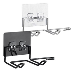 헤어 드라이기 거치대 붙이는 고데기 무타공 드라이기 거치대 욕실 스텐 스테인레스 선정리 다용도 주방, 블랙