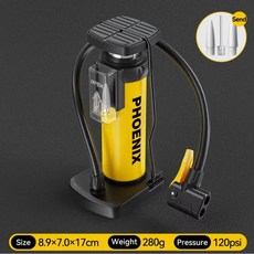 피닉스 고압 수동 에어 펌프 (듀얼 펌프 시스템 정밀 게이지 및 자전거 전기 자전거 오토바이용 범용 밸브