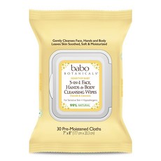Babo Botanicals 3-In-1 페이스 핸드 & 바디 클렌징 와이프, 1개, 30개입