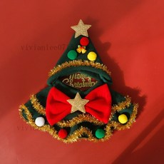 寵物聖誕裝扮服飾cosplay，貓咪狗狗聖誕圍脖帽子，冬季裝飾道具小型犬可愛圍兜，節慶拍照造型, 行走的聖誕樹【圍脖】,M 約10斤內, 1個