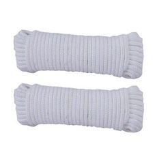 2피스 다이아몬드 브레이드 로프 옷 걸이 스트링 실내 유틸리티 빨랫줄 타이 풀 매듭 캠핑 아웃도어 퍼플 10M 139882, 10m 나일론 빨랫줄 화이트 2팩