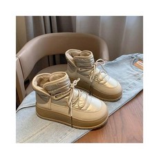 雪靴女韓版寬楦高幫加絨保暖棉鞋冬季輕量厚底增高女鞋防水防滑雪地靴冬天媽媽休閑舒適健走鞋減震跑步輕便慢跑鞋戶外登山滑雪鞋子, 규격 없음, 卡其