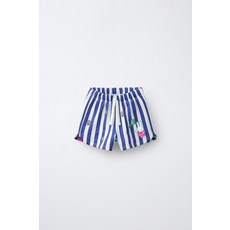 [국내발송] 자라 ZARA MIFFY™ MERCIS BV © 스트라이프 플러시 버뮤다 팬츠 - 블루 /화이트